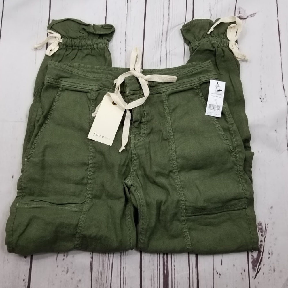 NWT Joie Jeans Army Green Tie Pants Made USA 25 26 - Picture 4 of 8